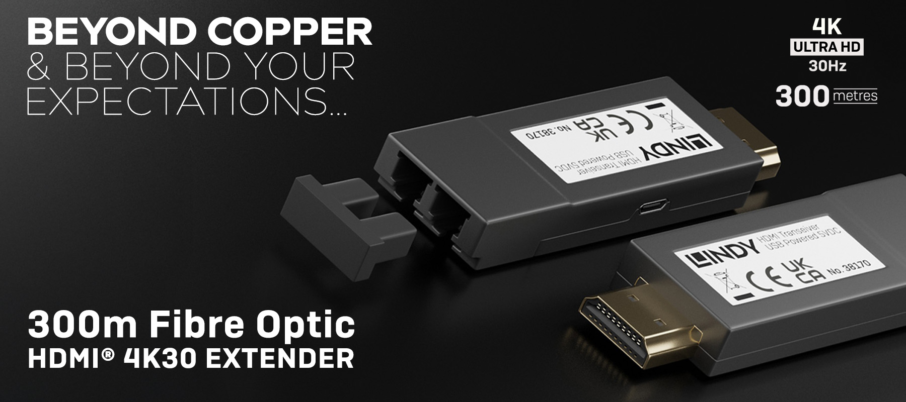 Lindy 300m Fibre Optic HDMI&reg; 4K30 Extender