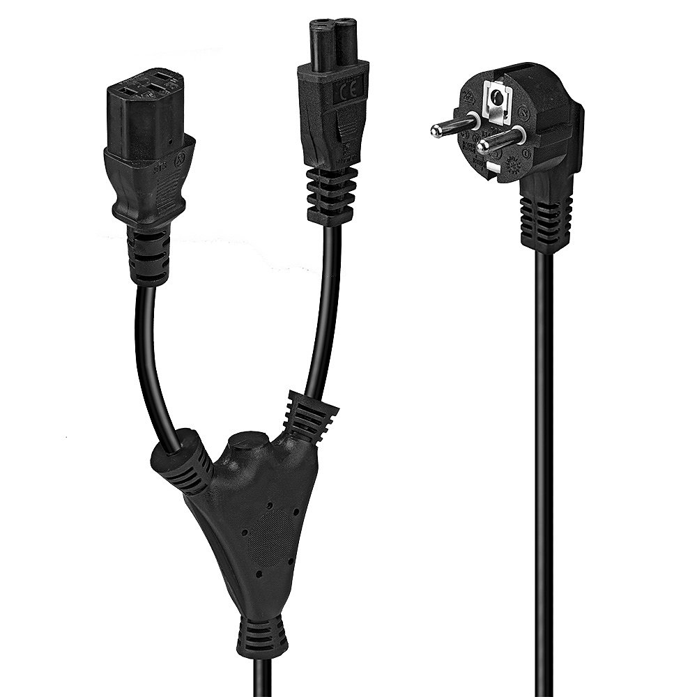 Câble secteur en Y, vers IEC C13 & C5, 2m
