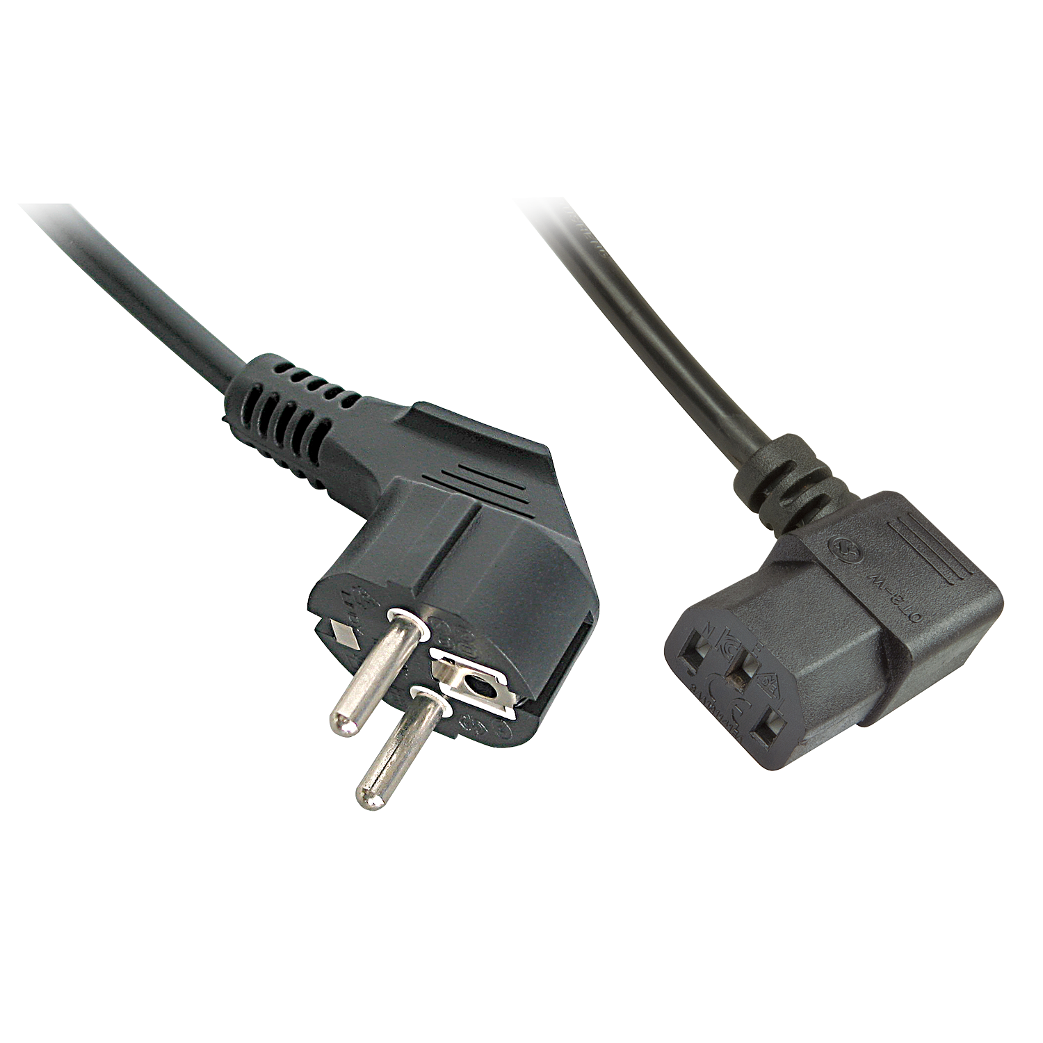 Cordon  secteur IEC coudé, 2m Parfait pour les connexions entre ordina
