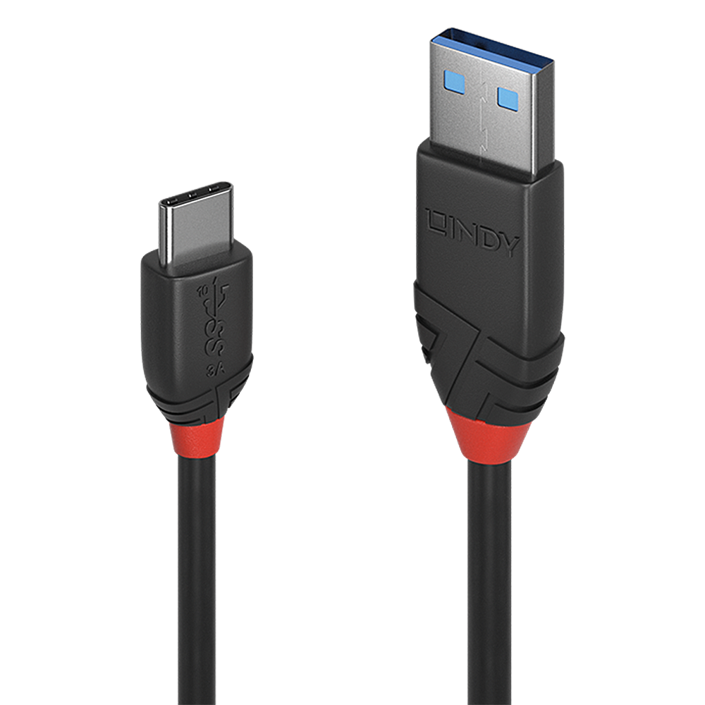 Câble USB 3.2 Type A vers C, 10Gbit/s, Black Line, 1.5m