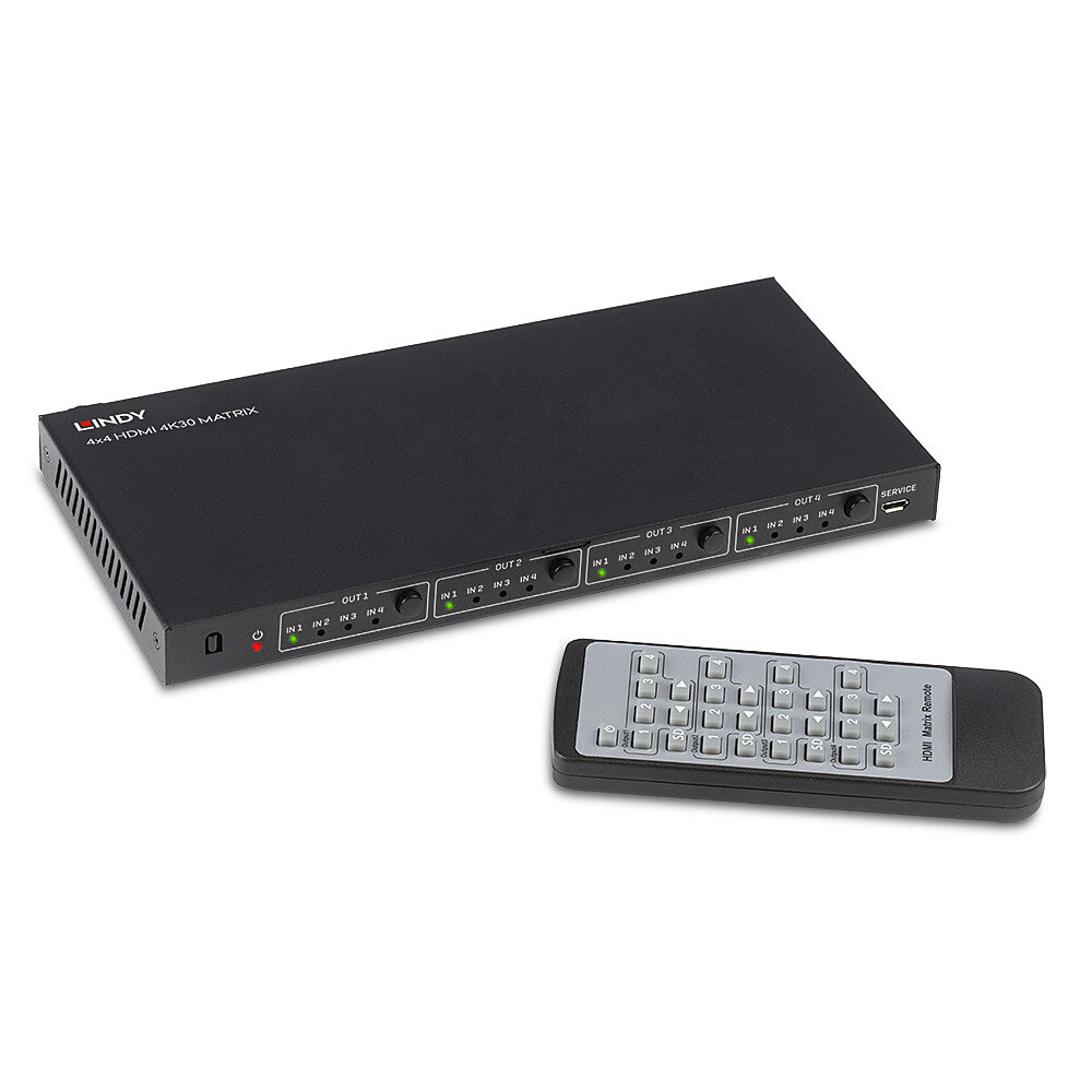 Matrix 4x4 HDMI 4K30 Commute entre 4 sources 4K UHD et 4 affi