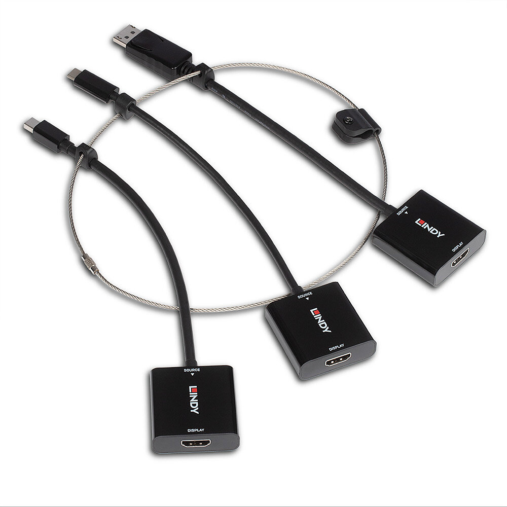 Convertisseur USB Type C, mDP & DisplayPort vers HDMI 18G avec serre-câb