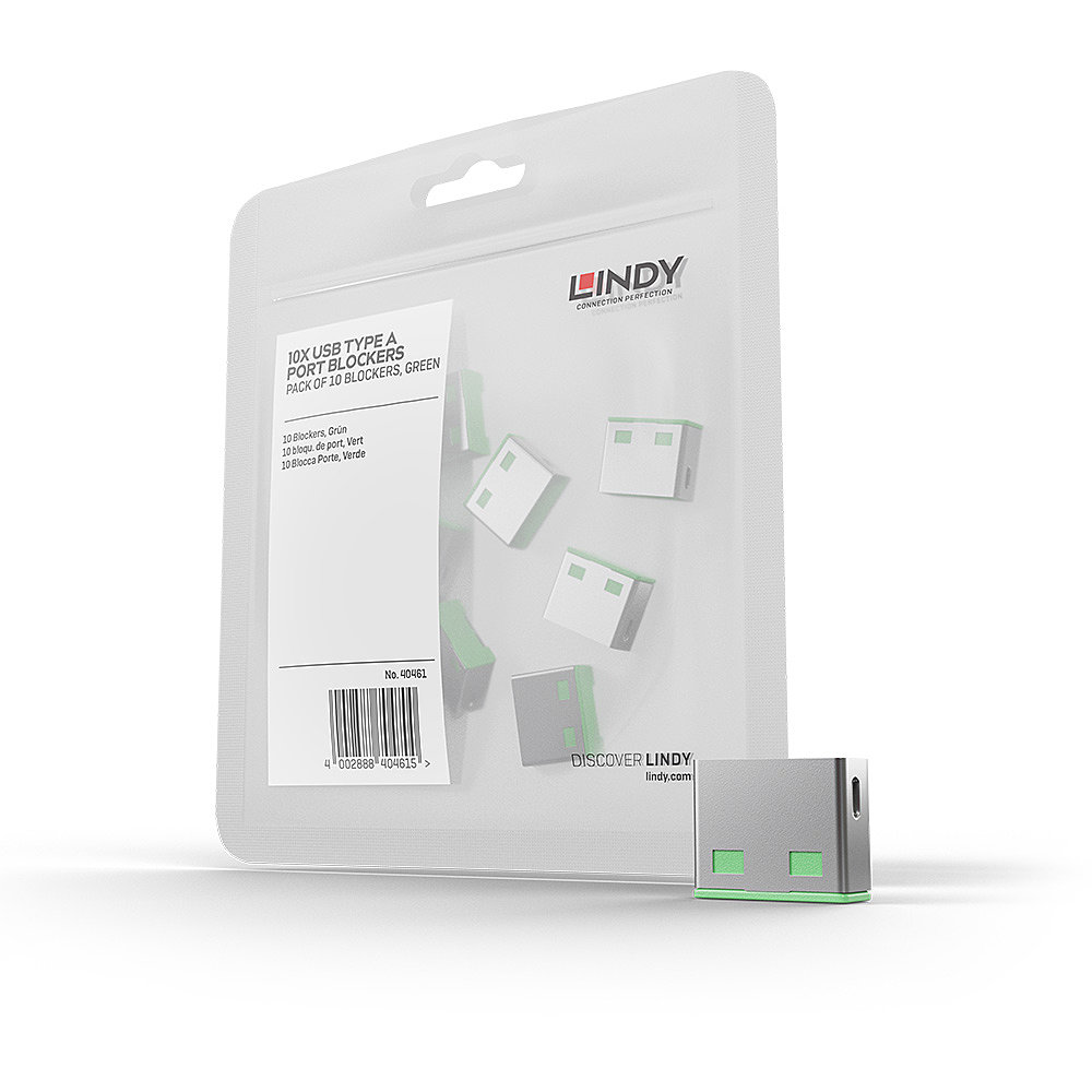 Bloqueurs de port USB Type A (sans clé) - Pack de 10, Vert