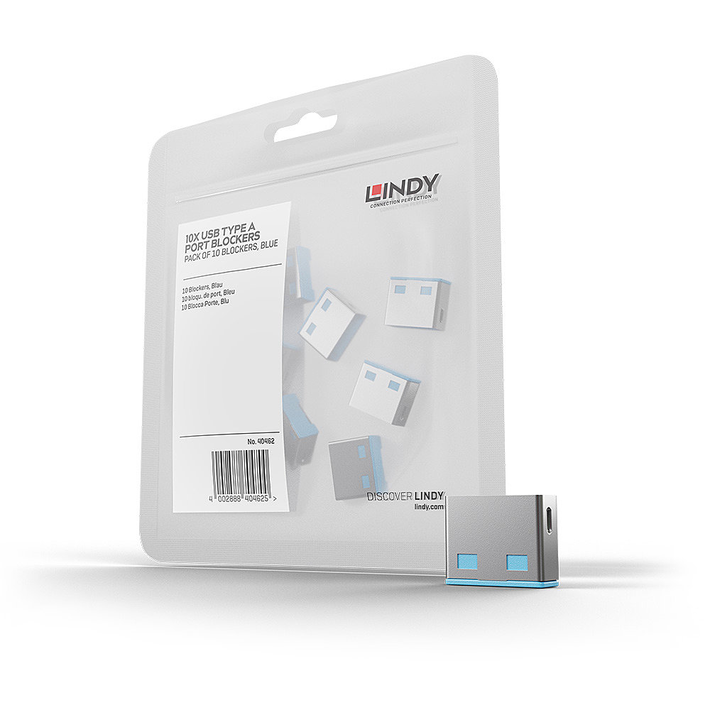 Bloqueurs de port USB Type A (sans clé) - Pack de 10, Bleu