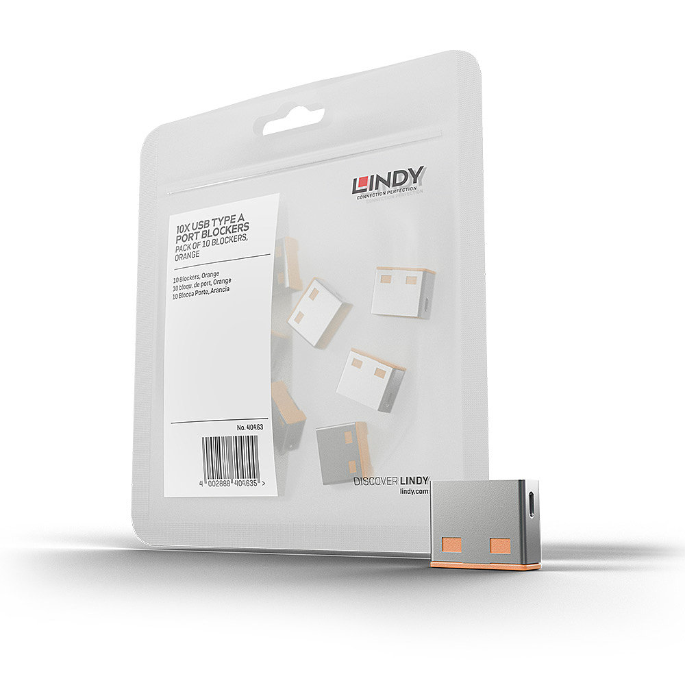 Bloqueurs de port USB Type A (sans clé) - Pack de 10, Orange
