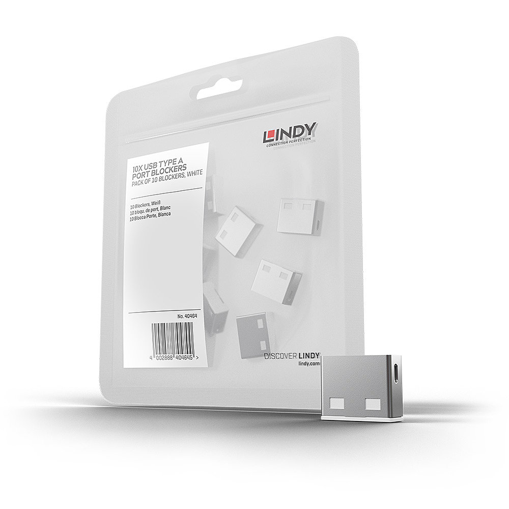 Bloqueurs de port USB Type A (sans clé) - Pack de 10, Blanc