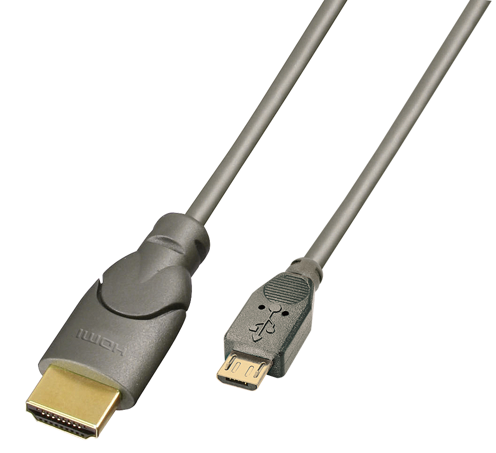 Câble adaptateur MHL vers HDMI, 2m Prise USB 2.0 micro-B mâle (MHL) vers HD