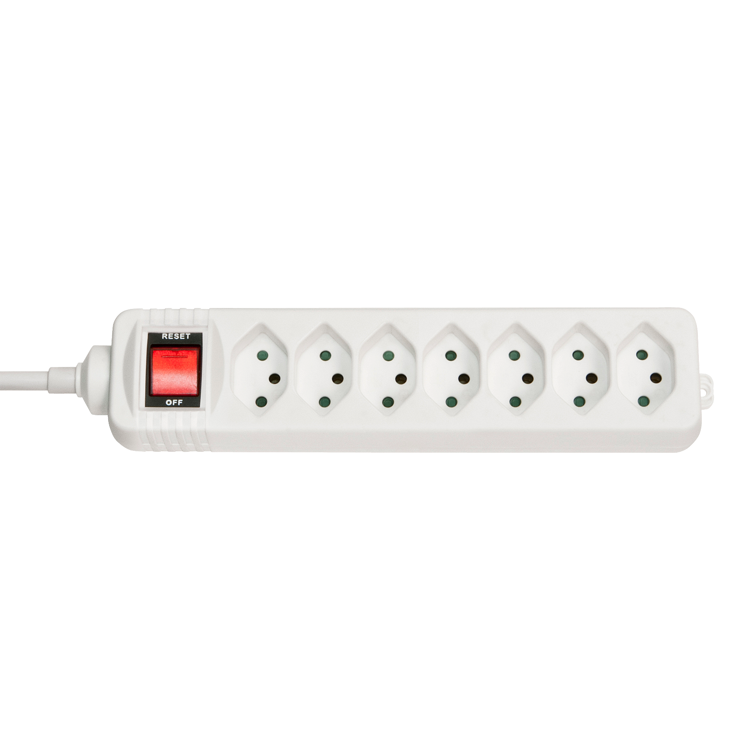 Multiprise 7 prises Suisse avec interrupteur, blanc